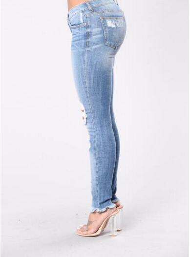 SZ60104 Denim Destroyed Skinny Jeans